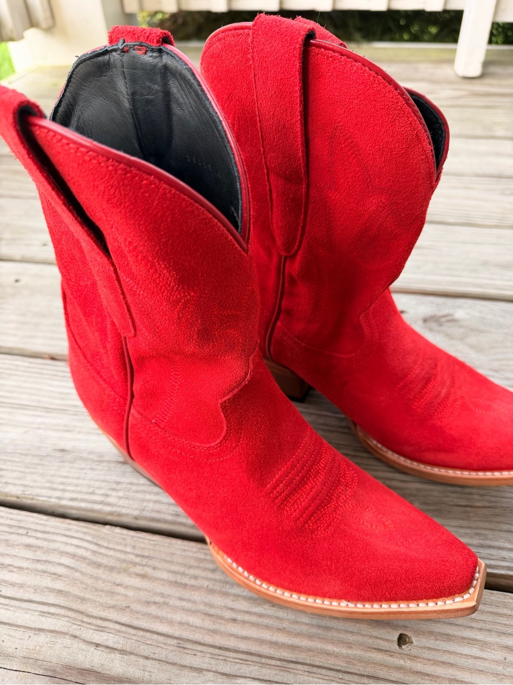JB Dillon Red Suede Western Boots Sz 9 - Women's Cowboy Style NEW